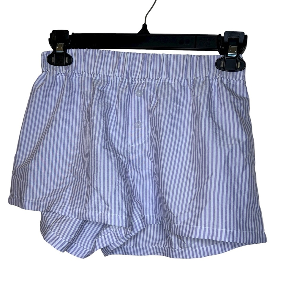 Liliac & White Striped Boxer Sleep Shorts NWOT
